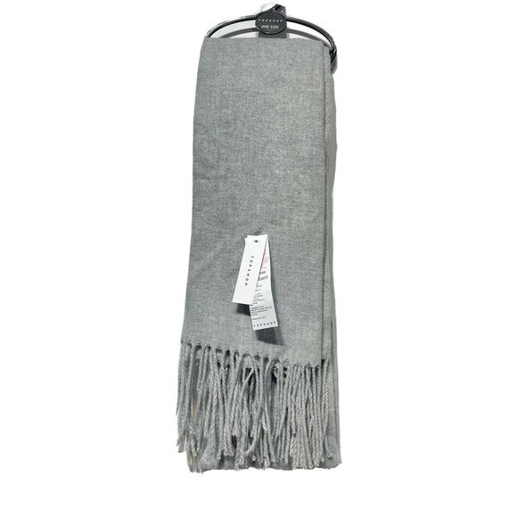 Topshop Gray Long Fringe Ends Scarf - Picture 1 of 3